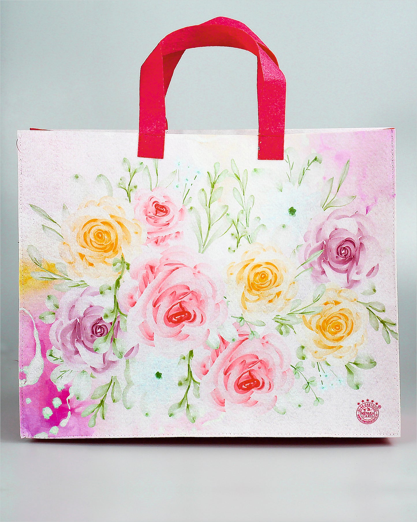 Nauticrew Flower Printed Gift Bag | Reception | Get Together | Size 14.5 x 12 x 4 | 50 Nos.